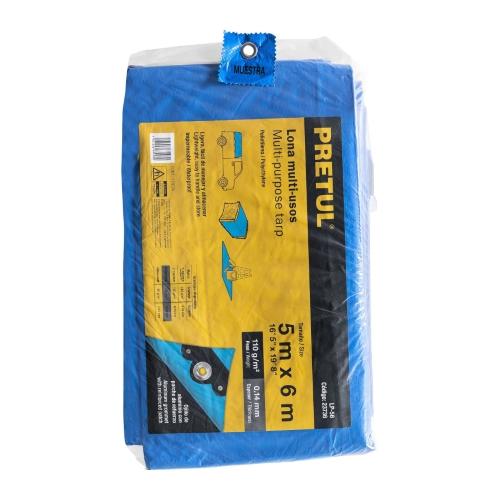 LONA PLASTICA 5X6 MTS AZUL PRETUL