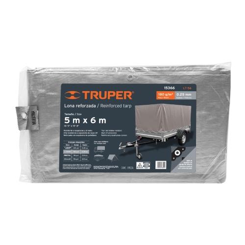 LONA DE POLIETILENO REFORZADA 5 m X 6 m GRIS 180 g/m2 TRUPER
