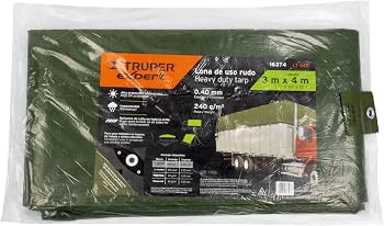 LONA USO RUDO 3 m X 4 m VERDE OLIVO 240 g/m2 TRUPER EXPERT
