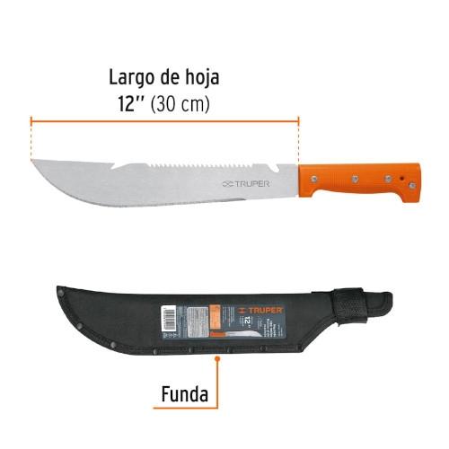 MACHETE RAMBO 12" CACHA REMACHADA NARANJA CON FUNDA TRUPER