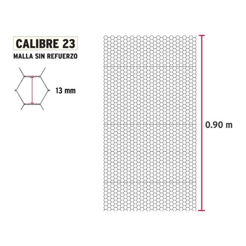 ROLLO DE MALLA HEXAGONAL CALIBRE 23 0.90 X 45 m ABERTURA DE 13 mm 16 kg FIERO