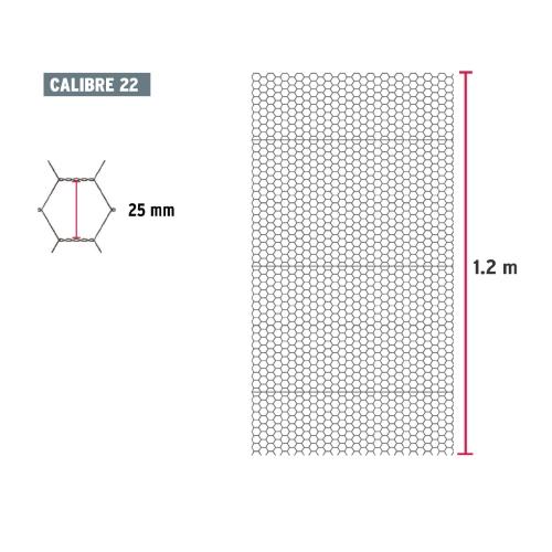ROLLO DE MALLA HEXAGONAL CALIBRE 22 DE 1.2 X 45 m ABERTURA DE 25 mm 16 kg FIERO