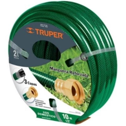 MANGUERA 1/2" REFORZADA 3 CAPAS 15 m CONEXIONES DE METAL