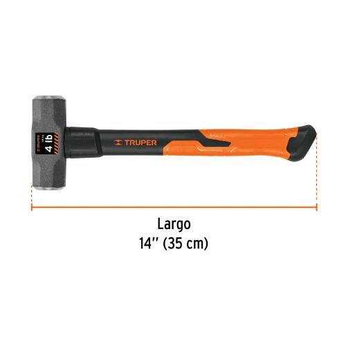 MARRO OCTAGONAL 4 lb MANGO DE FIBRA DE VIDRIO 14" TRUPER