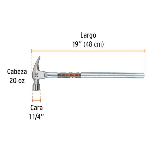 MARTILLO TUBULAR PULIDO 20 oz CARA FRESADA UÑA RECTA TRUPER