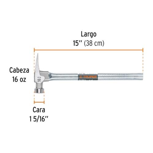 MARTILLO TUBULAR 16oz UÑA RECTA TRUPER