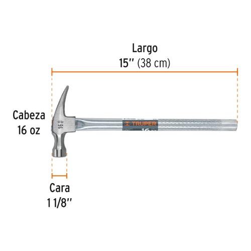 MARTILLO TUBULAR PULIDO 16 oz UÑA RECTA TRUPER