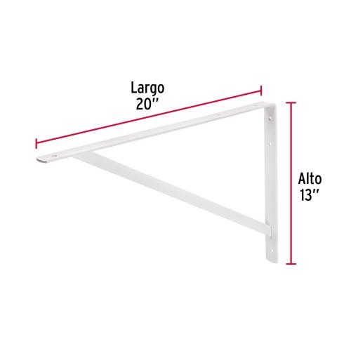 MENSULA REFORZADA DE ACERO BLANCA 13 X 20 Plg. FIERO