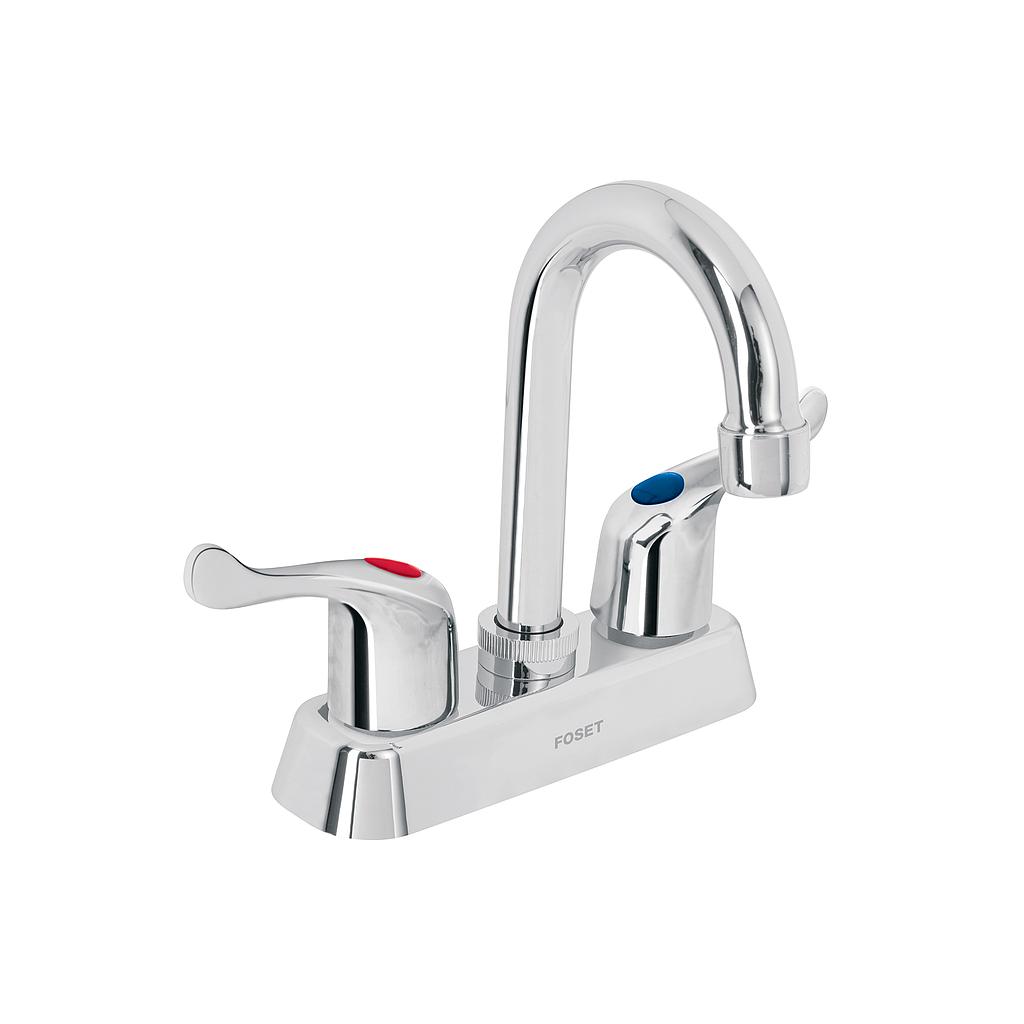 MEZCLADORA DE 4" DE PLASTICO ABS PARA LAVABO CUELLO TIPO BAR MANERAL  PALANCA FOSET BASIC