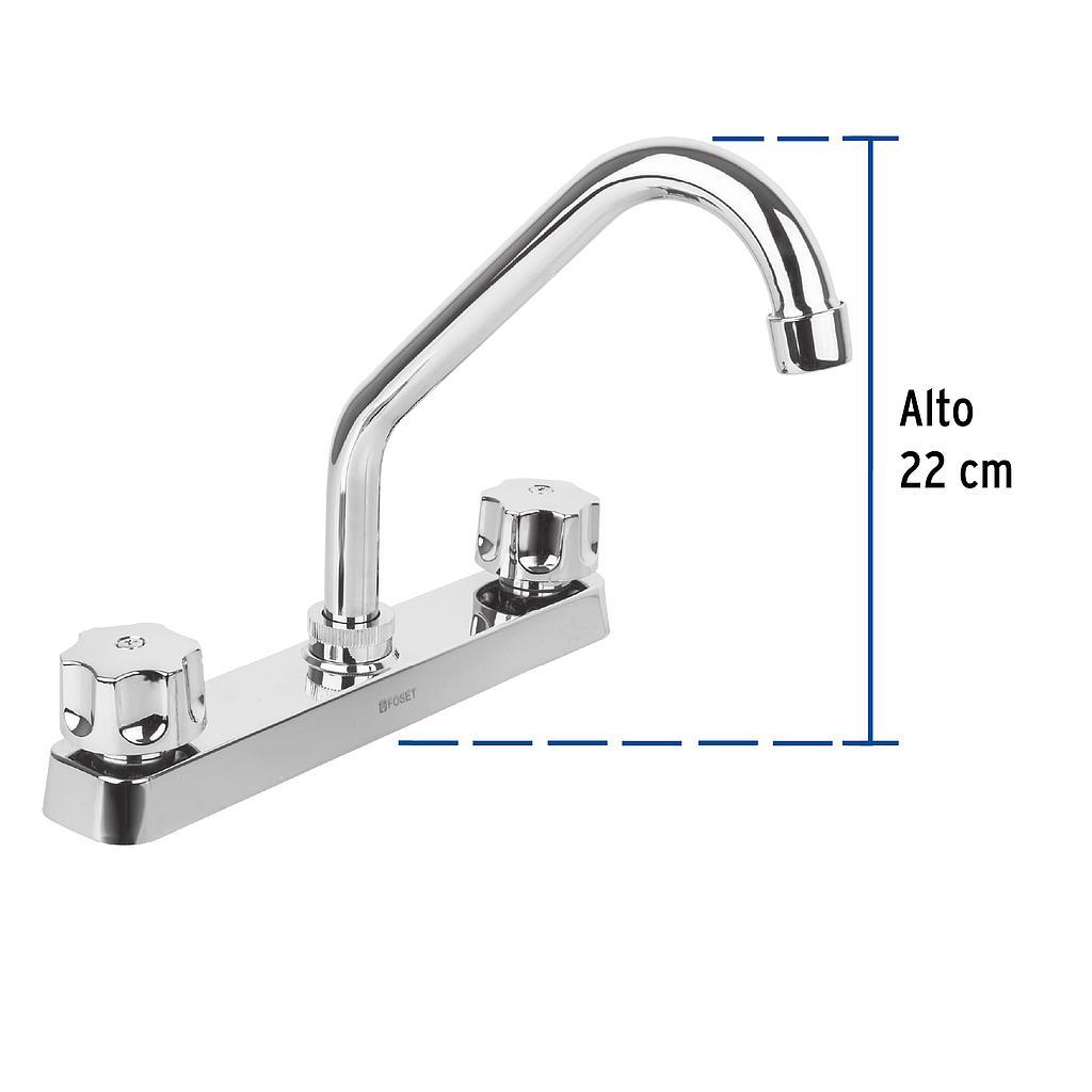MEZCLADORA 8 Plg. FREGADERO ABS CUELLO CORTO HEXAGONAL BASIC