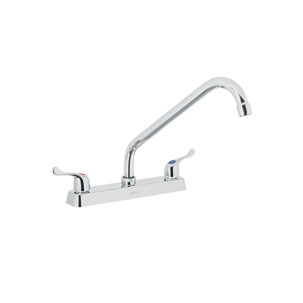 MEZCLADORA DE 8" PARA FREGADERO CROMO CUELLO LARGO MANERAL PALANCA FOSET BASIC