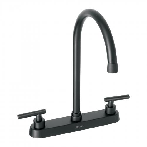 MEZCLADORA PARA FREGADERO MANERALES PALANCA ACABADO NEGRO MATE FOSET TUBIG
