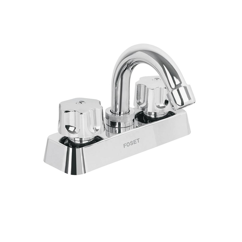 MEZCLADORA DE 4" DE PLASTICO ABS PARA LAVABO CUELLO CURVO FOSET BASIC