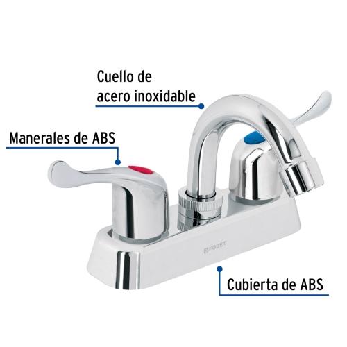 MEZCLADORA PLASTICO 4 PARA LAVABO CUELLO CURVO
