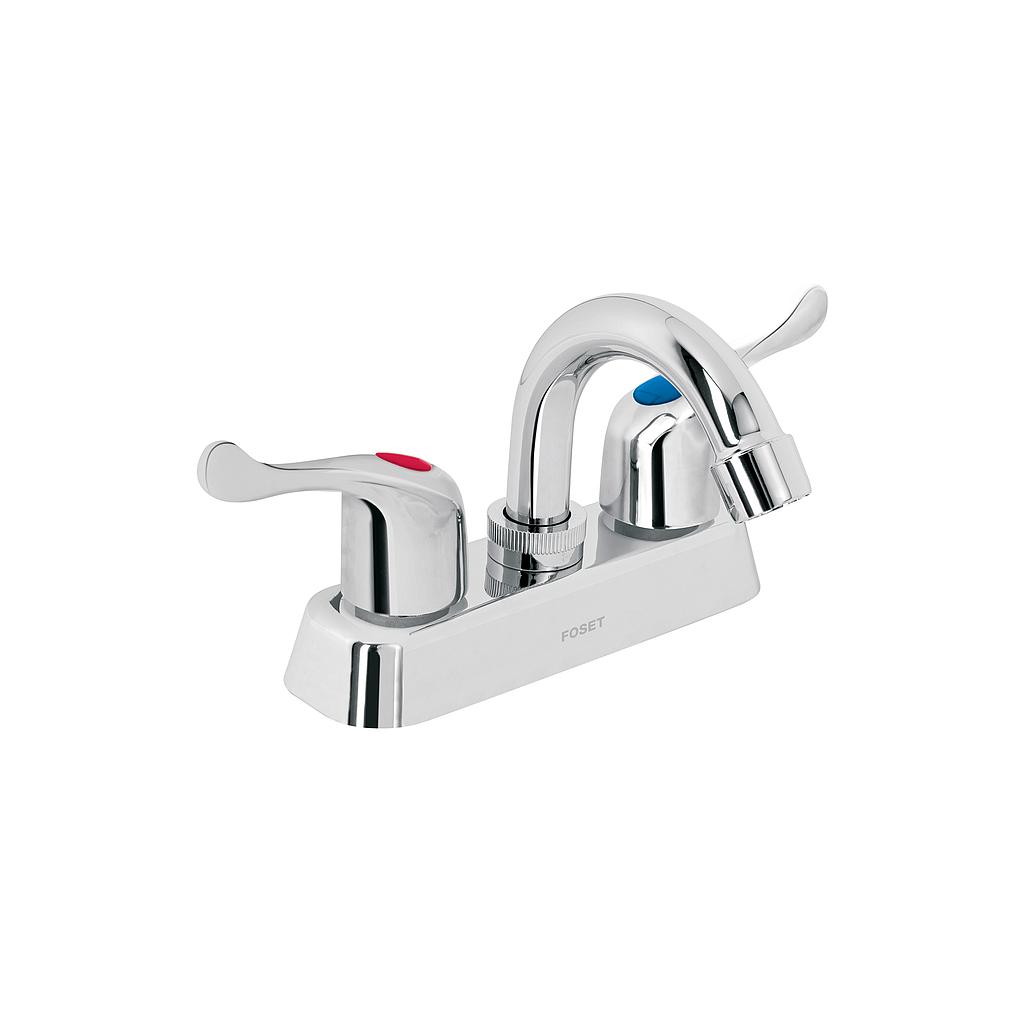 MEZCLADORA DE 4" DE PLASTICO ABS PARA LAVABO CUELLO CURVO MANERAL PALANCA FOSET BASIC