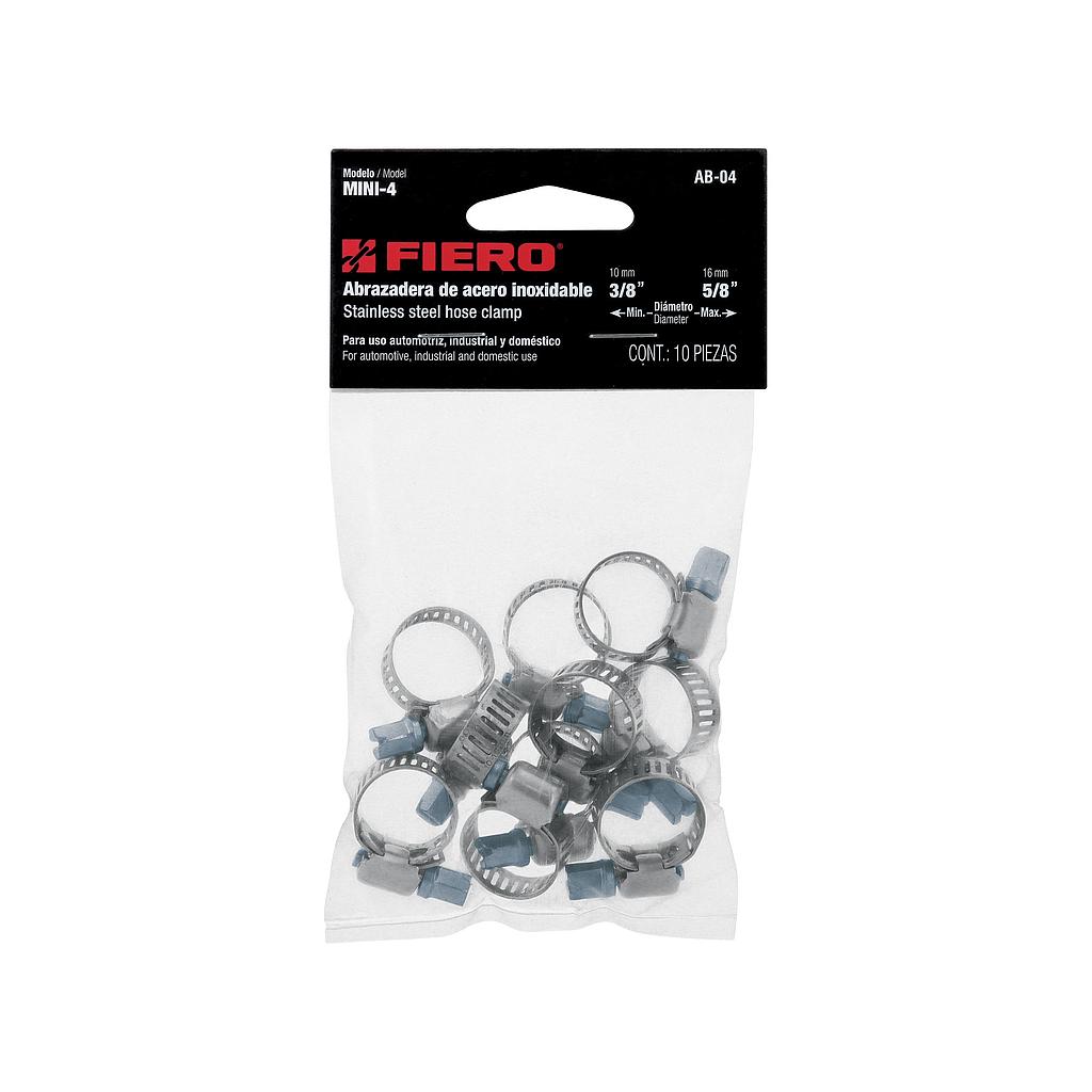 BOLSA CON 10 ABRAZADERAS MINI SIN FIN #4 3/8" - 5/8" FIERO