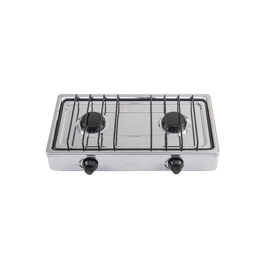 PARRILLA DE GAS DE SOBREPONER 2 QUEMADORES INOXIDABLE FOSET