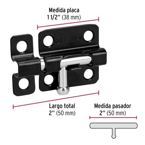 PASADOR DE BARRIL DE 2" DE ACERO ACABADO NEGRO HERMEX