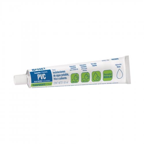 CEMENTO PARA PVC TRANSPARENTE BAJA PRESION TUBO DE 50ml FOSET