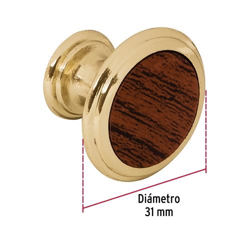 PERILLA METALICA LATON BRILLANTE INSERTO MADERA HERMEX