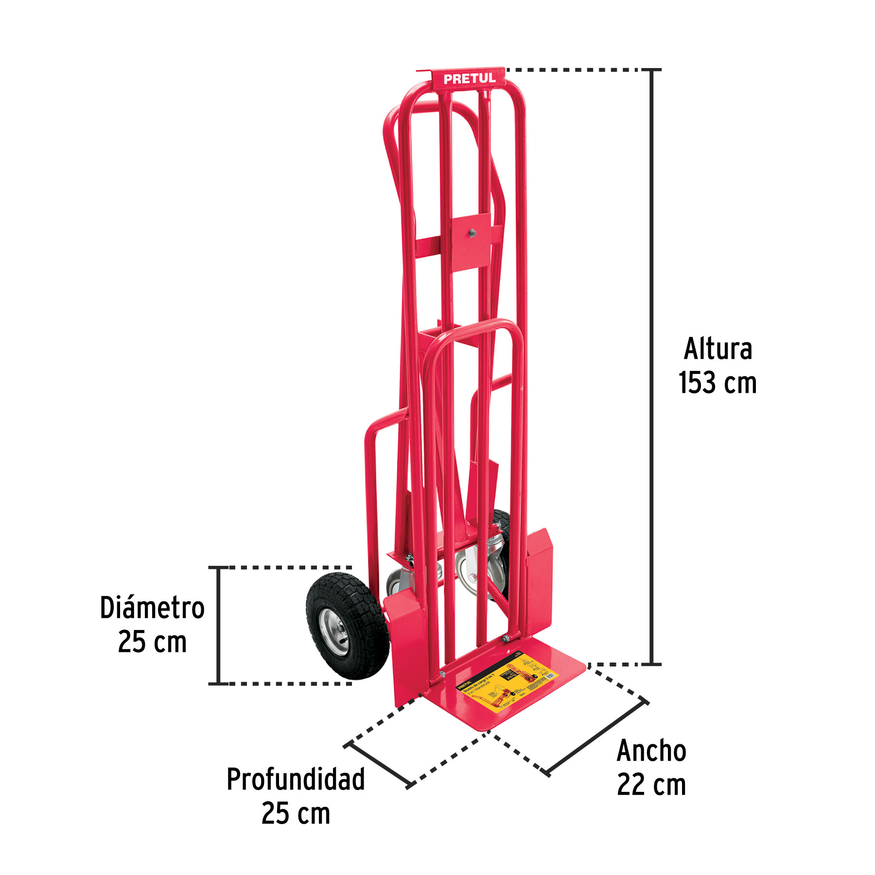 DIABLO DE CARGA CONVERTIBLE 3 EN 1 , 270 KG, PRETUL