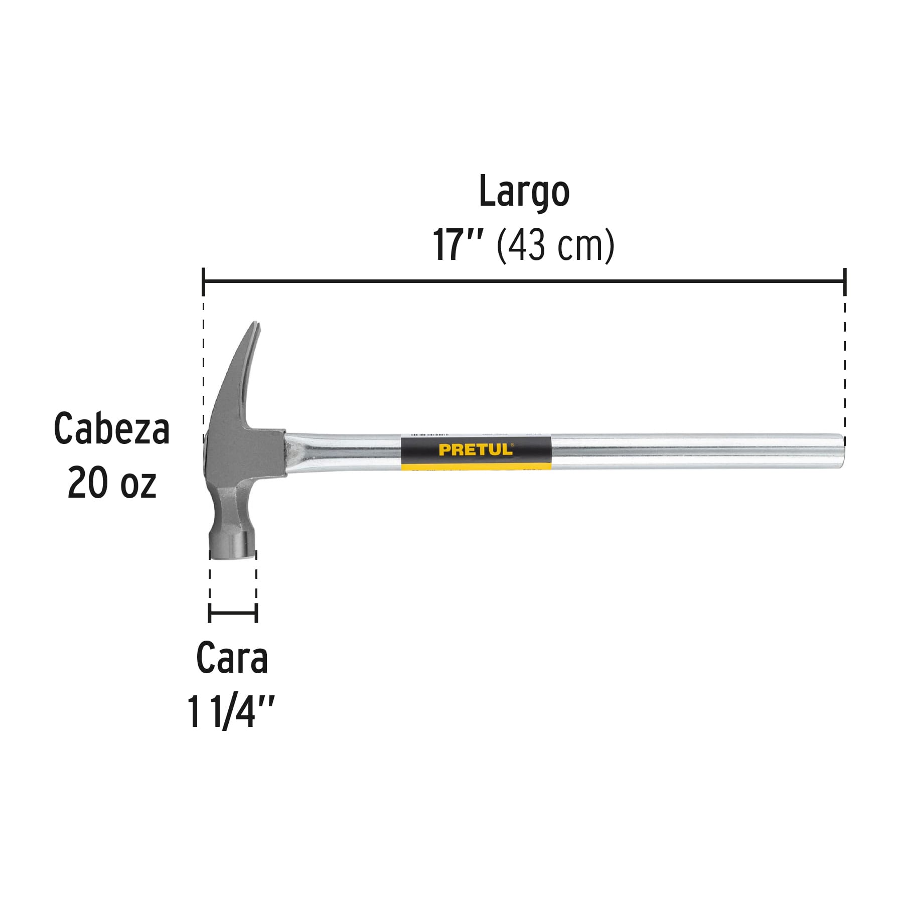 MARTILLO TUBULAR 20oz UÑA RECTA PRETUL