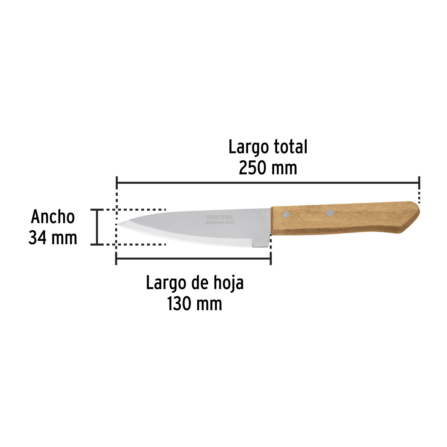 CUCHILLO DE CHEF 5 MANGO MADERA PRETUL