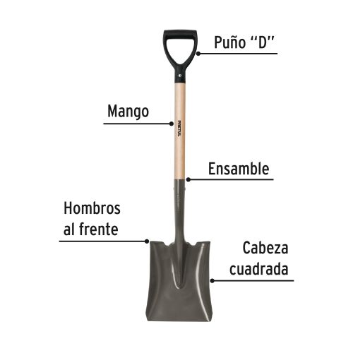 PALA CUADRADA  PUÑO "D"  PRETUL