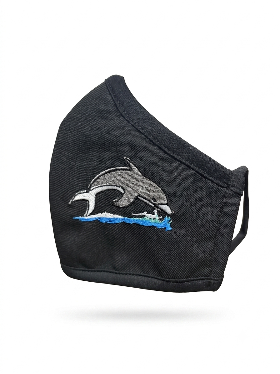 CUBREBOCA BORDADO CON LOGO DELFIN