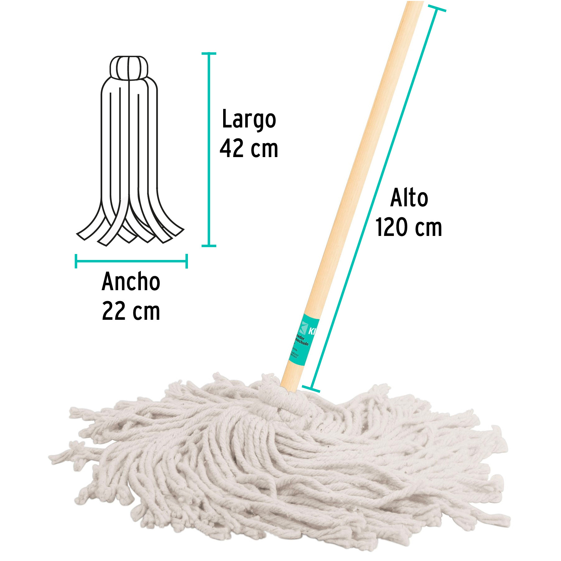 TRAPEADOR TIPO MECHUDO 450 G CON BASTON DE 120 CM KLINTEK