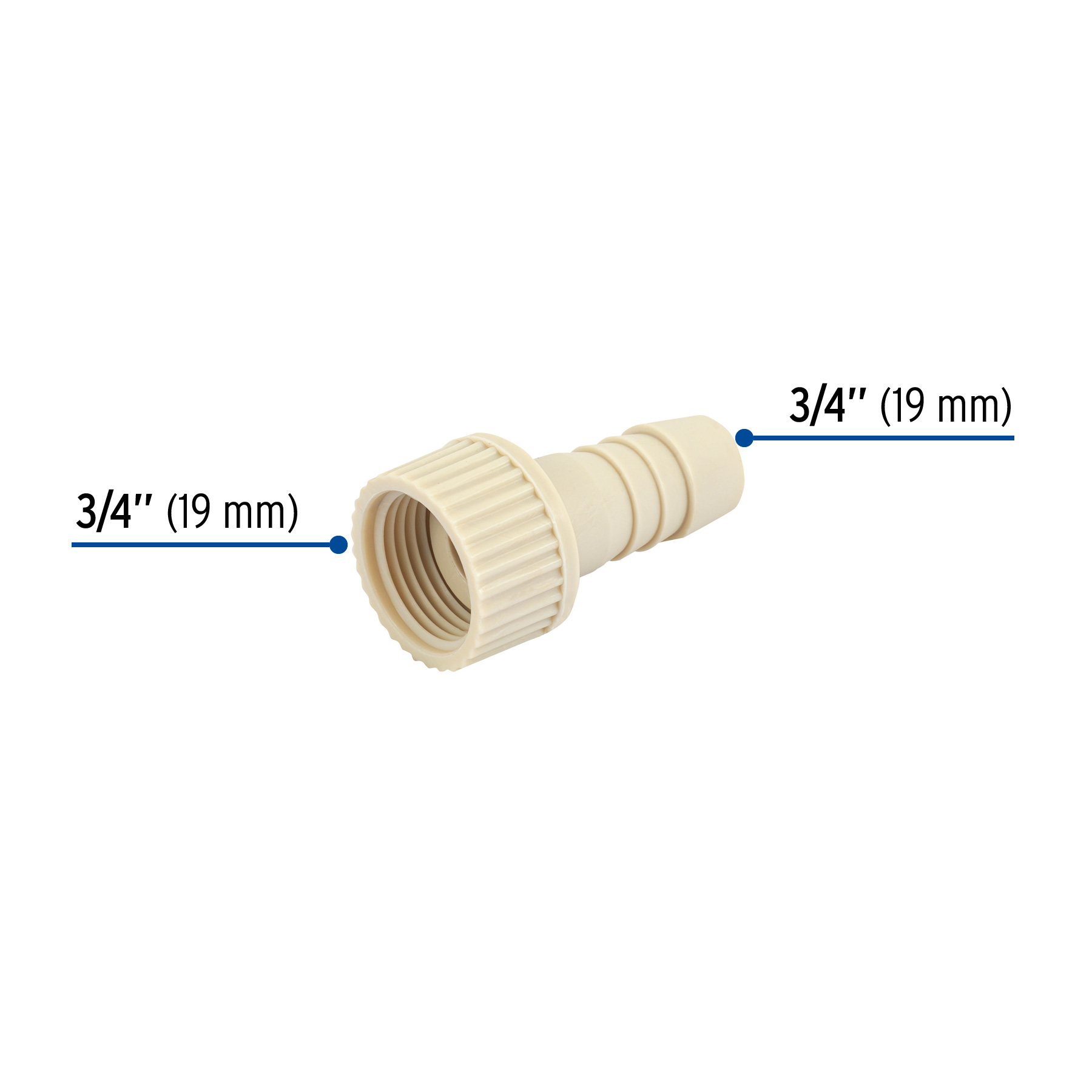 ADAPTADOR HEMBRA MOVIBLE DE POLIPROPILENO 3/4 Plg. X 3/4 Plg. FOSET