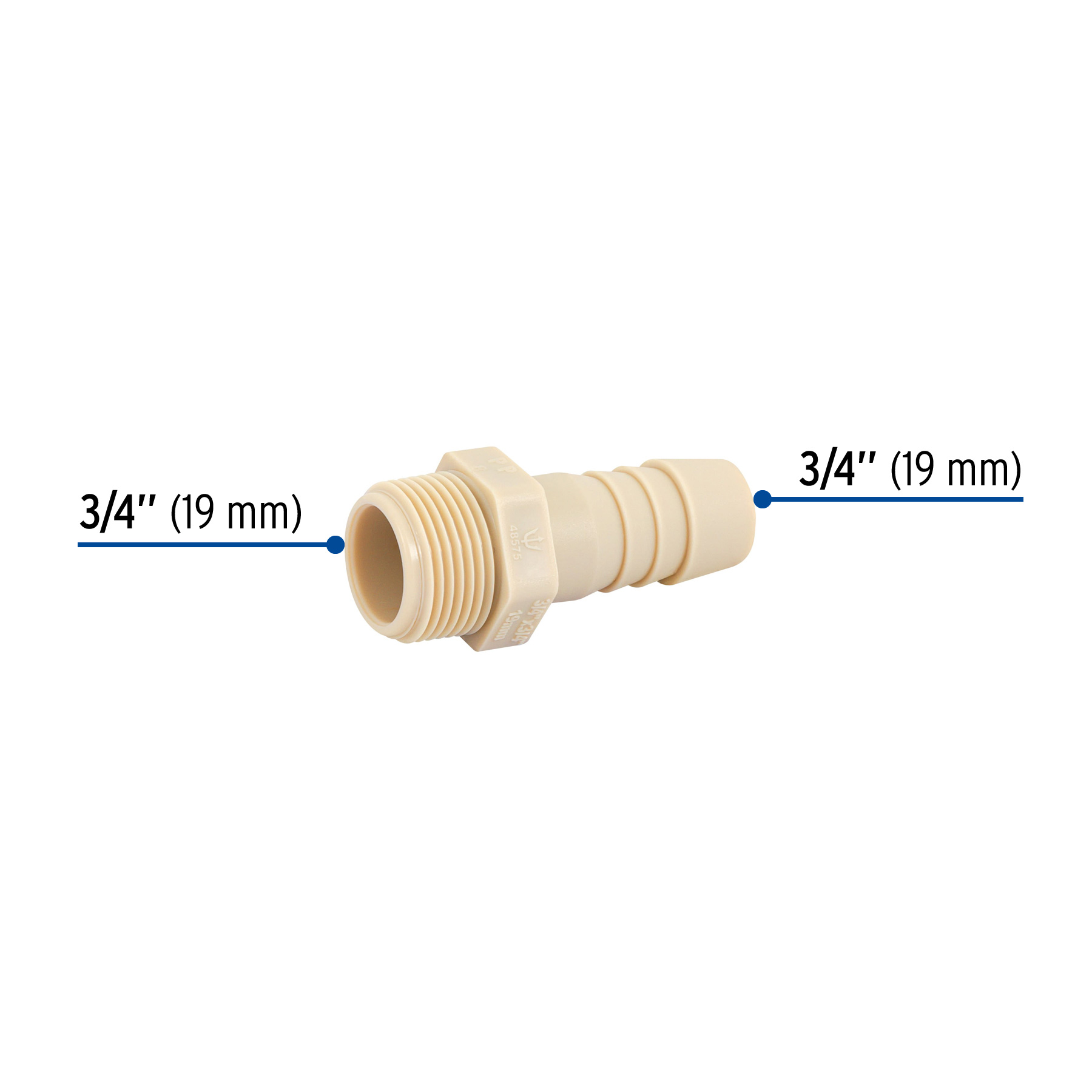 ADAPTADOR INSERCION ROSCA EXTERIOR DE 3/4 Plg. X 3/4 Plg. FOSET