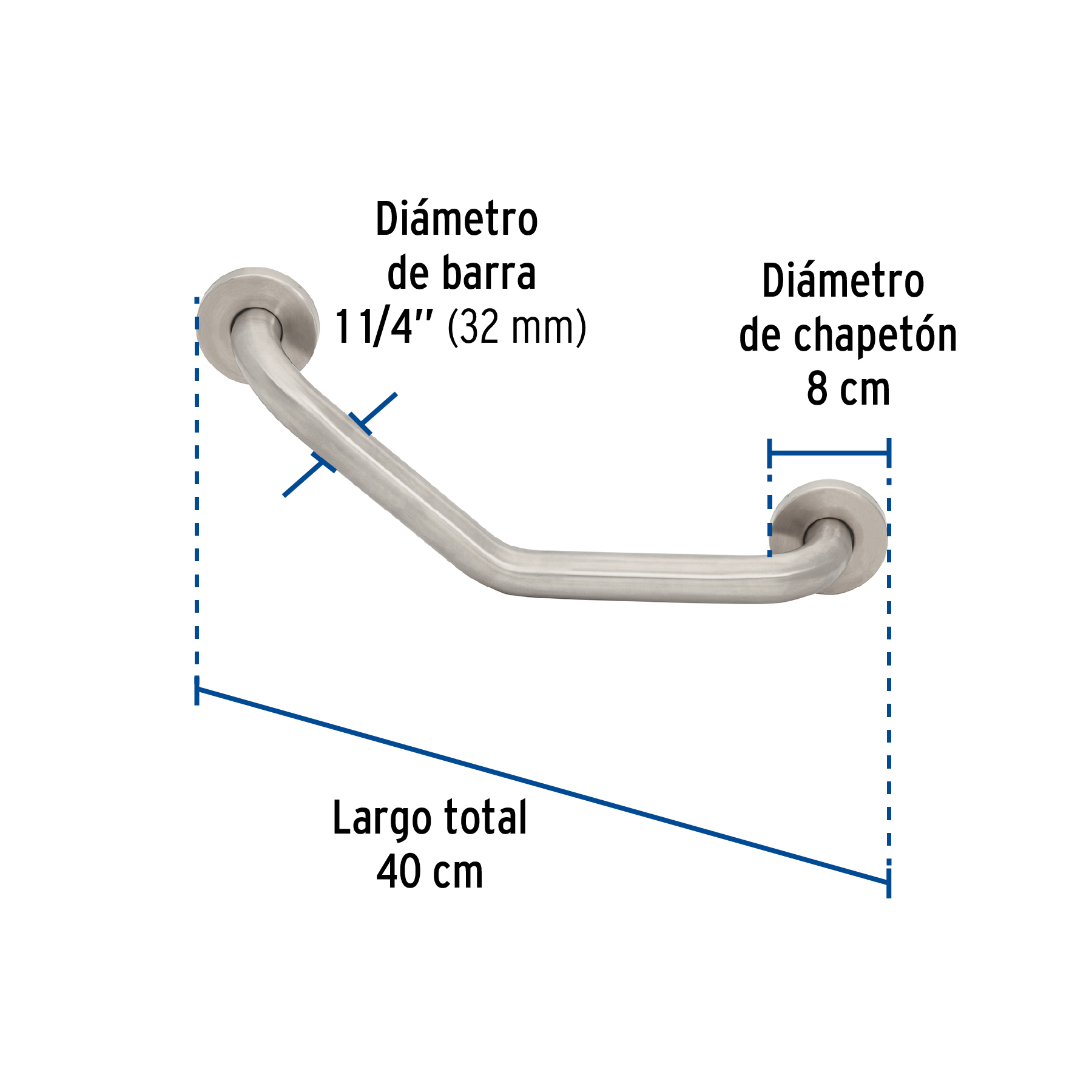 BARRA ANGULAR DE SEGURIDAD ACERO INOXIDABLE 40CM FOSET