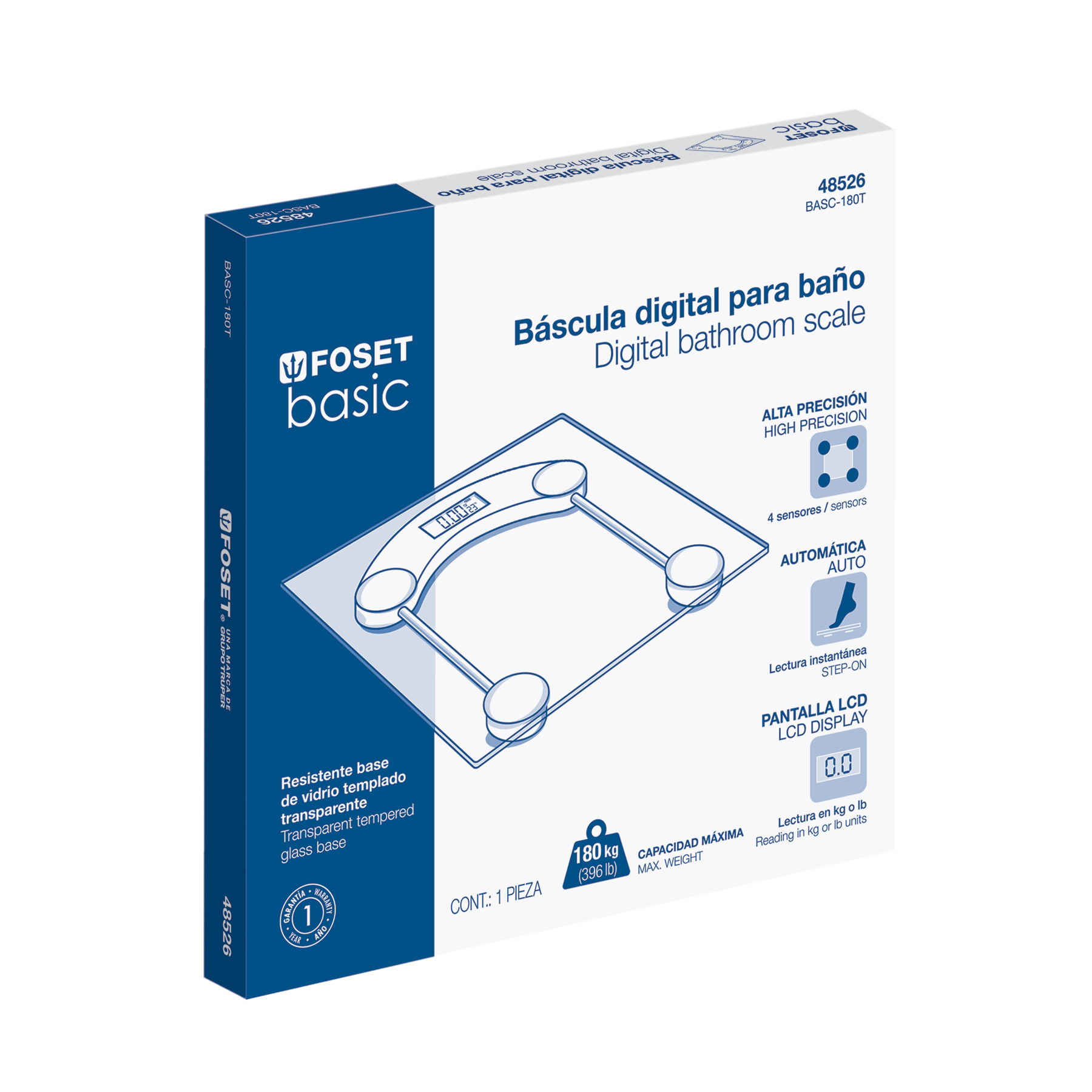 BASCULA DIGITAL 180KG PARA BAÑO FOSET
