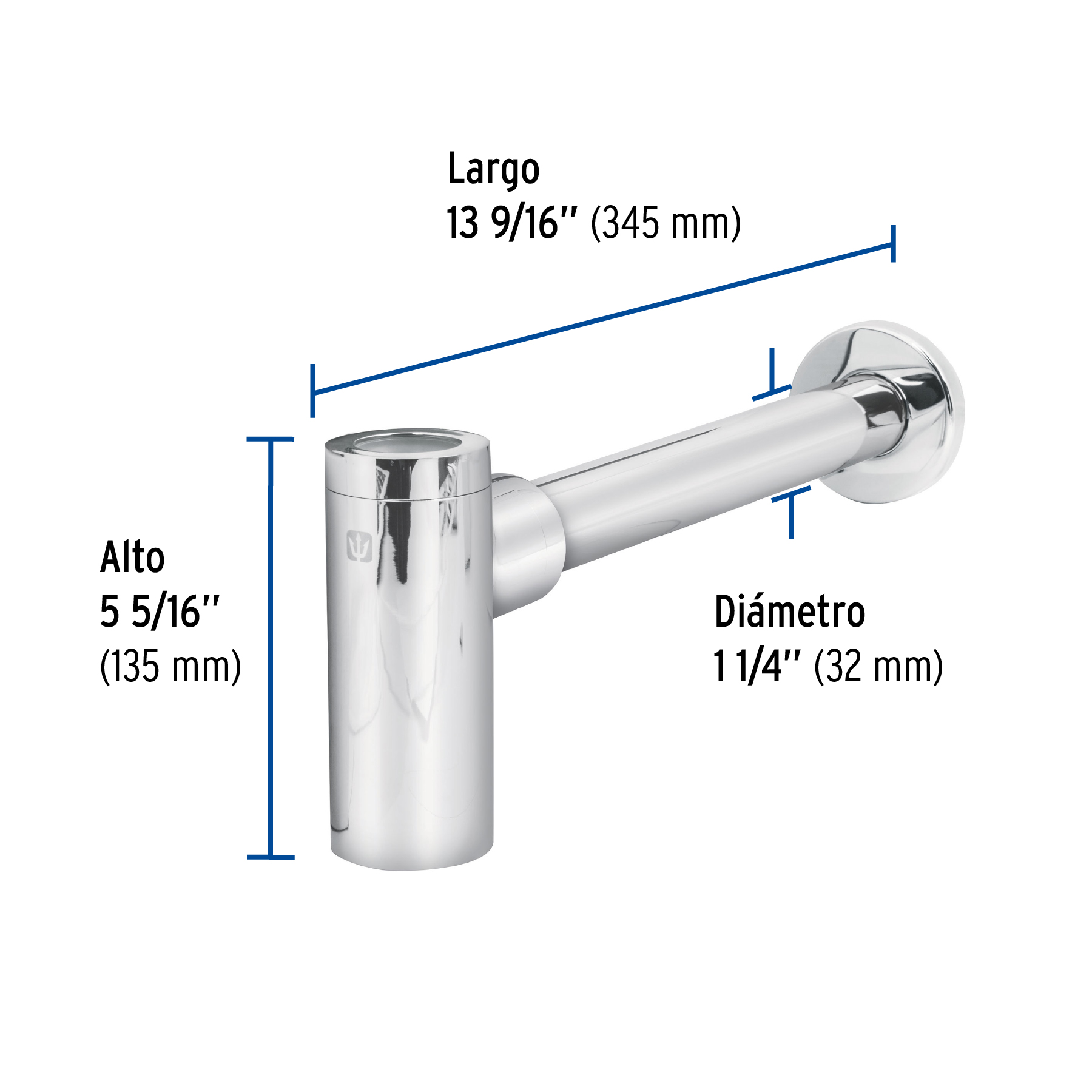 CESPOL DE BOTE MINIMALISTA 11/4', CROMO, PARA LAVABO, FOSET
