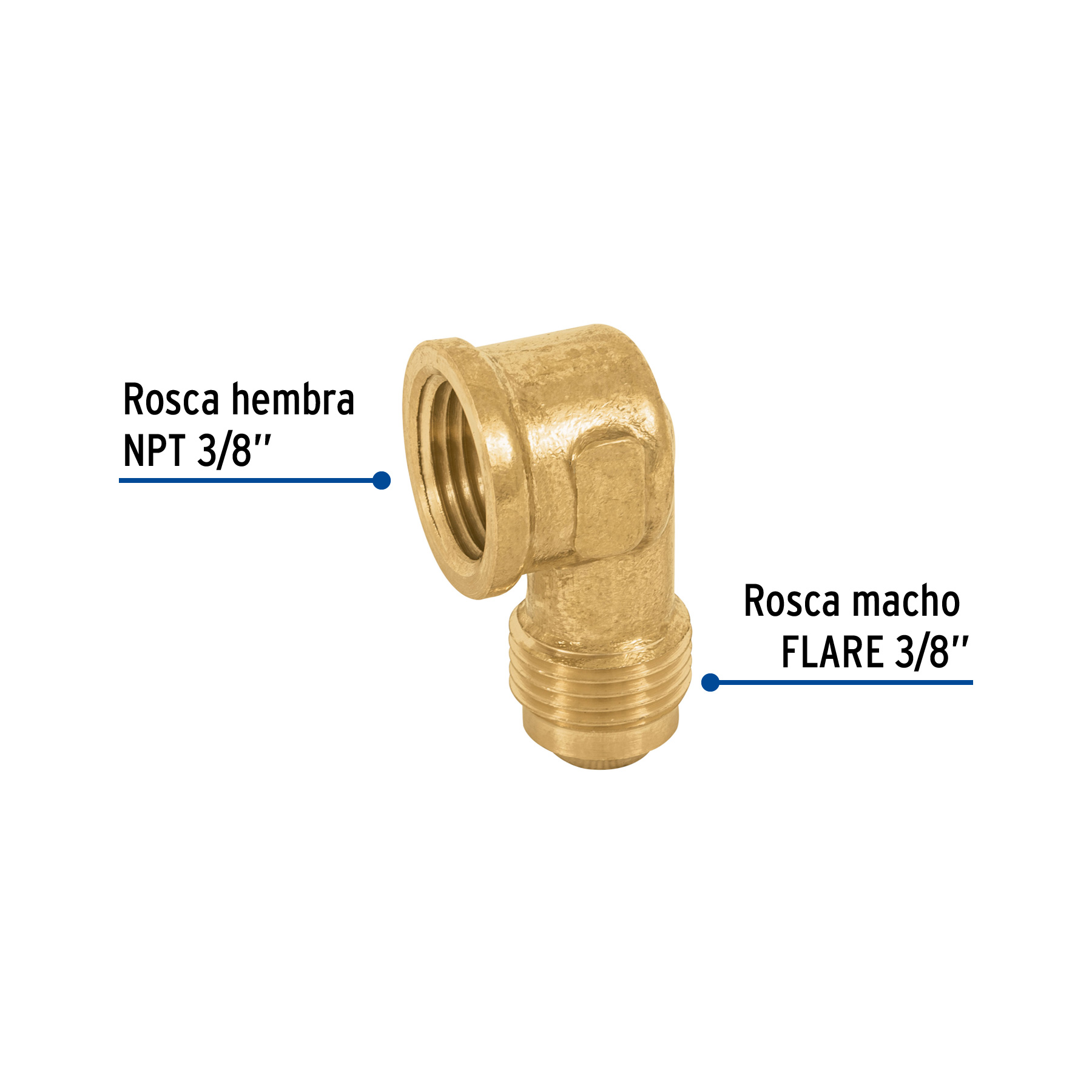 CODO PARA ESTUFA A 90° DE LATON DE 3/8 X 3/8 Plg. FOSET