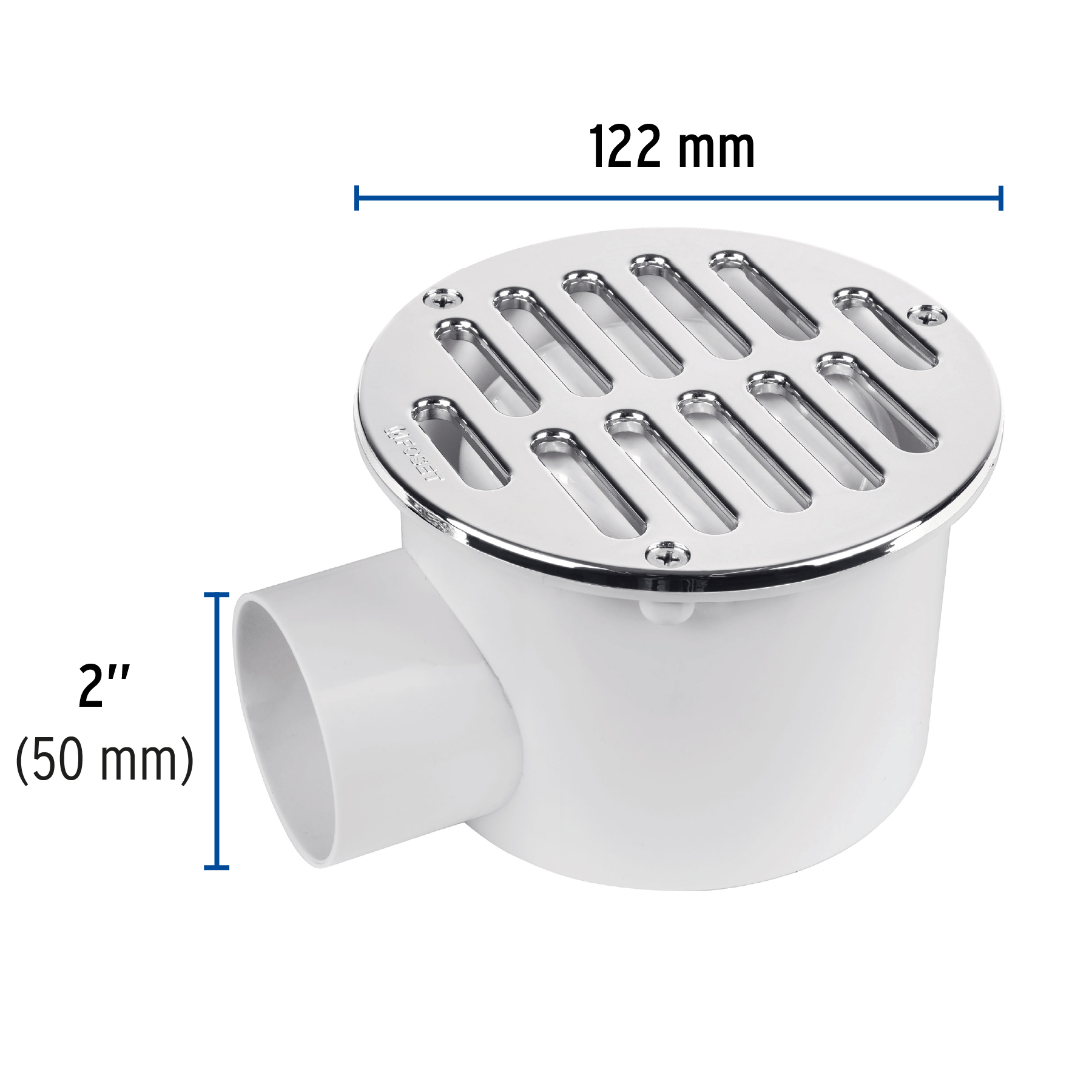 COLADERA 5 Plg. SALIDA LATERAL ABS REJILLA CROMADA 3 TORNILLOS