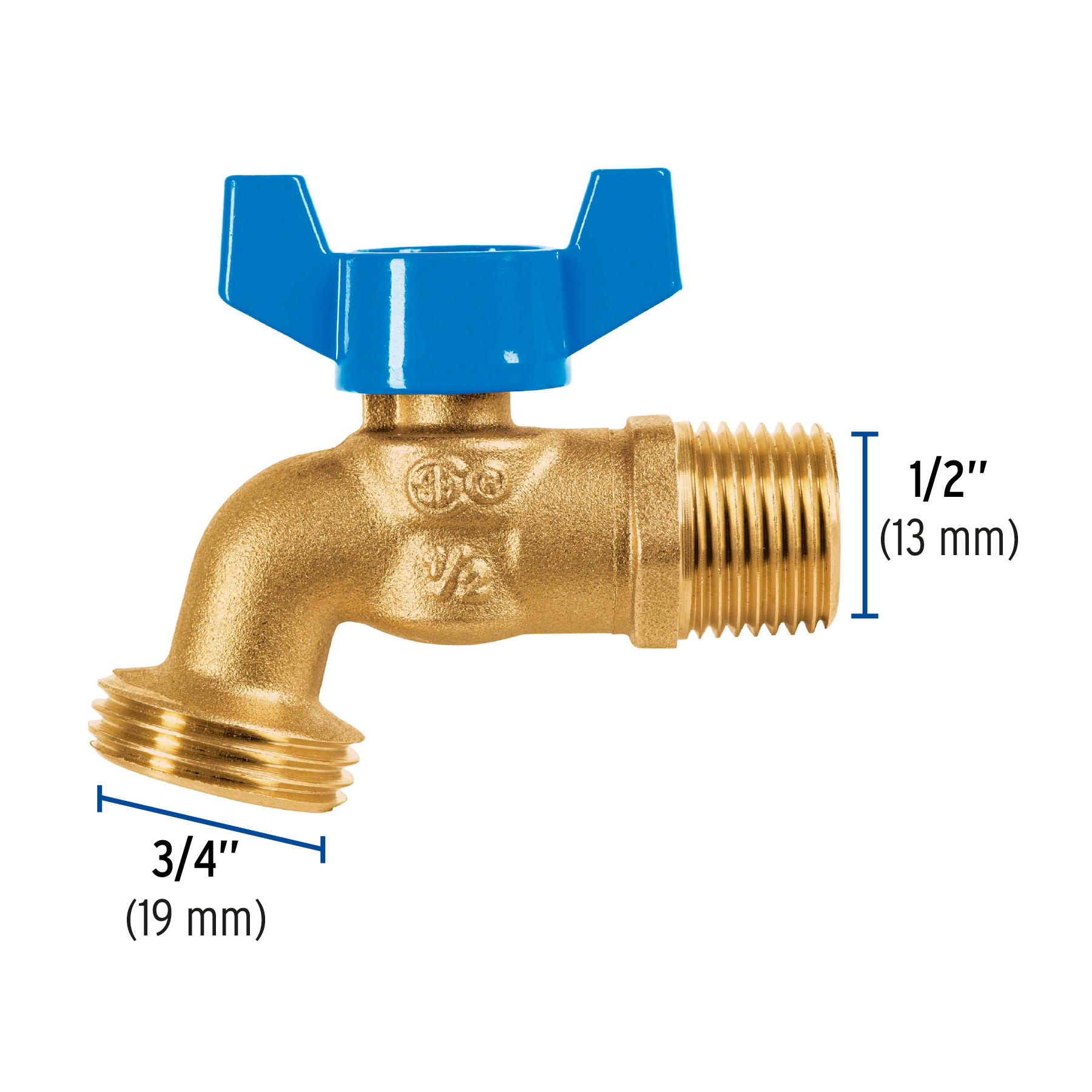 LLAVE DE ESFERA DE LATON 1/2 Plg. CON ROSCA PARA MANGUERA FOSET