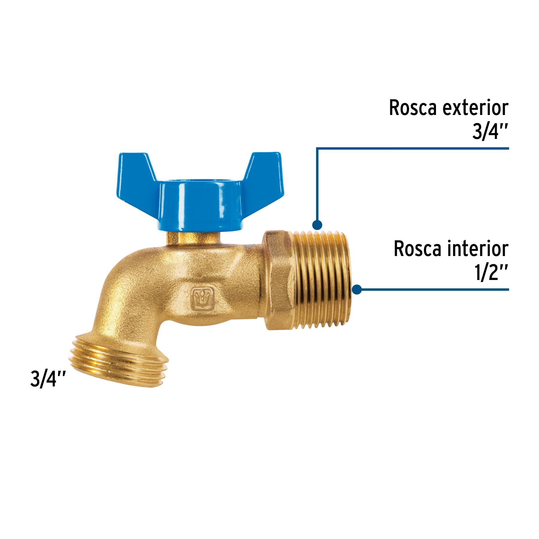 LLAVE DE ESFERA DE LATON 3/4 Plg. CON ROSCA PARA MANGUERA FOSET