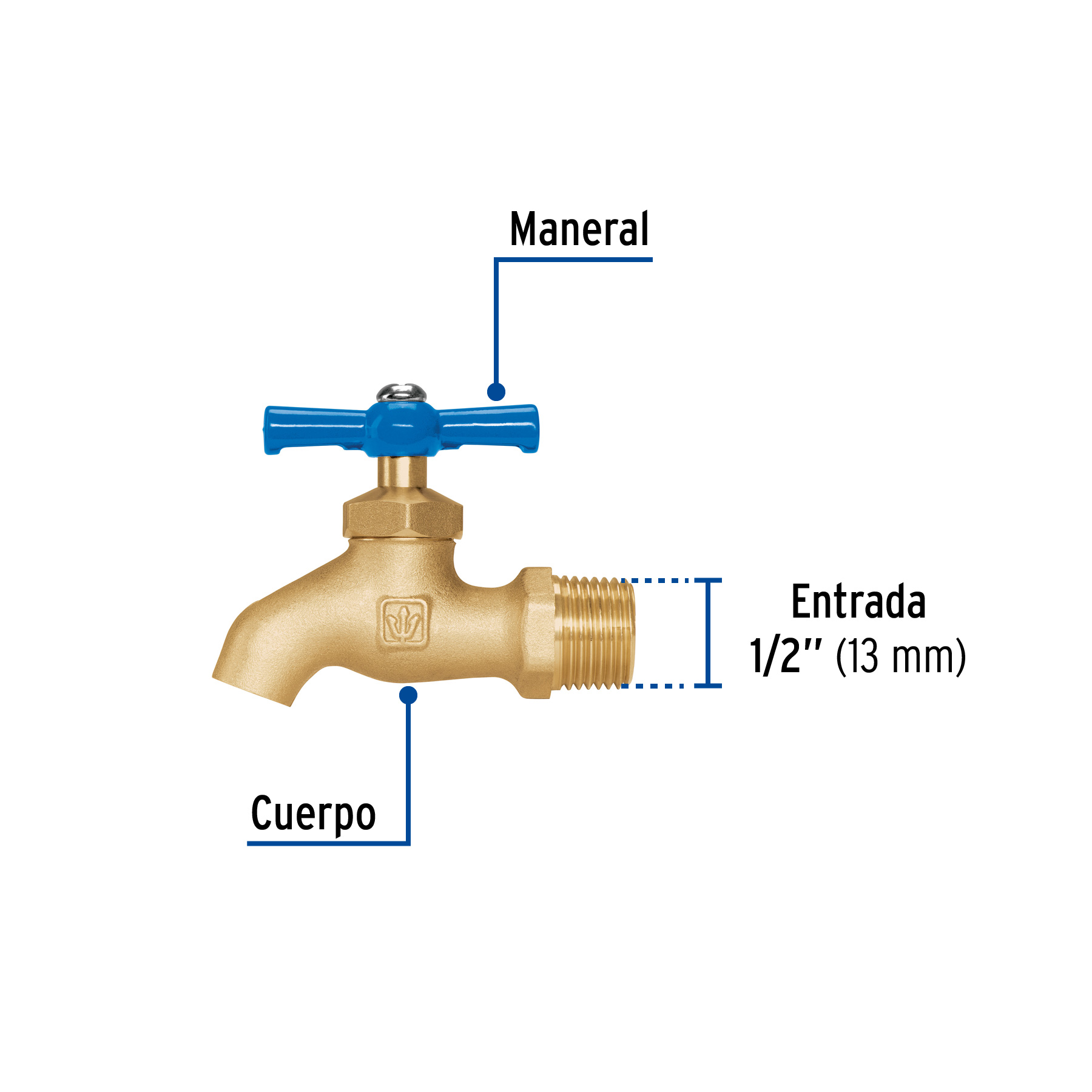 LLAVE DE NARIZ DE LATON 135 G ENTRADA 1/2 Plg. FOSET