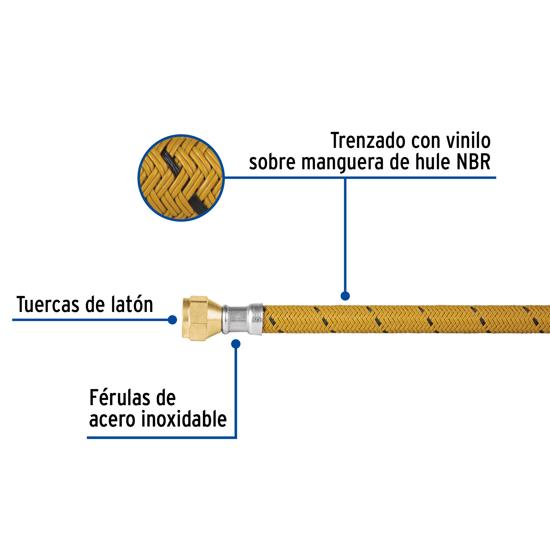 MANGUERA PARA GAS VINILO 3/8 Plg. FLARE 100 CM FOSET