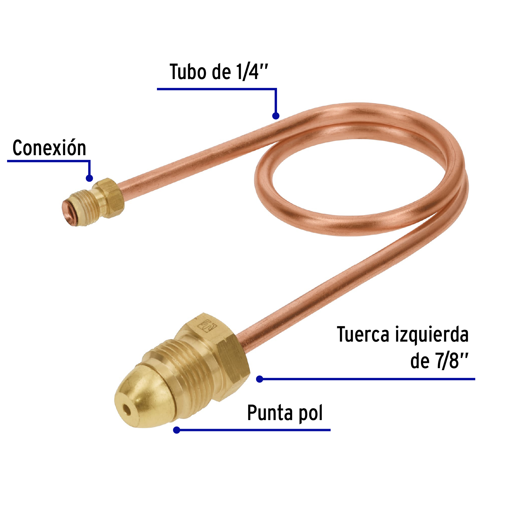 PIGTAIL CON TUERCA IZQUIERDA PUNTA POL 50 CM FOSET