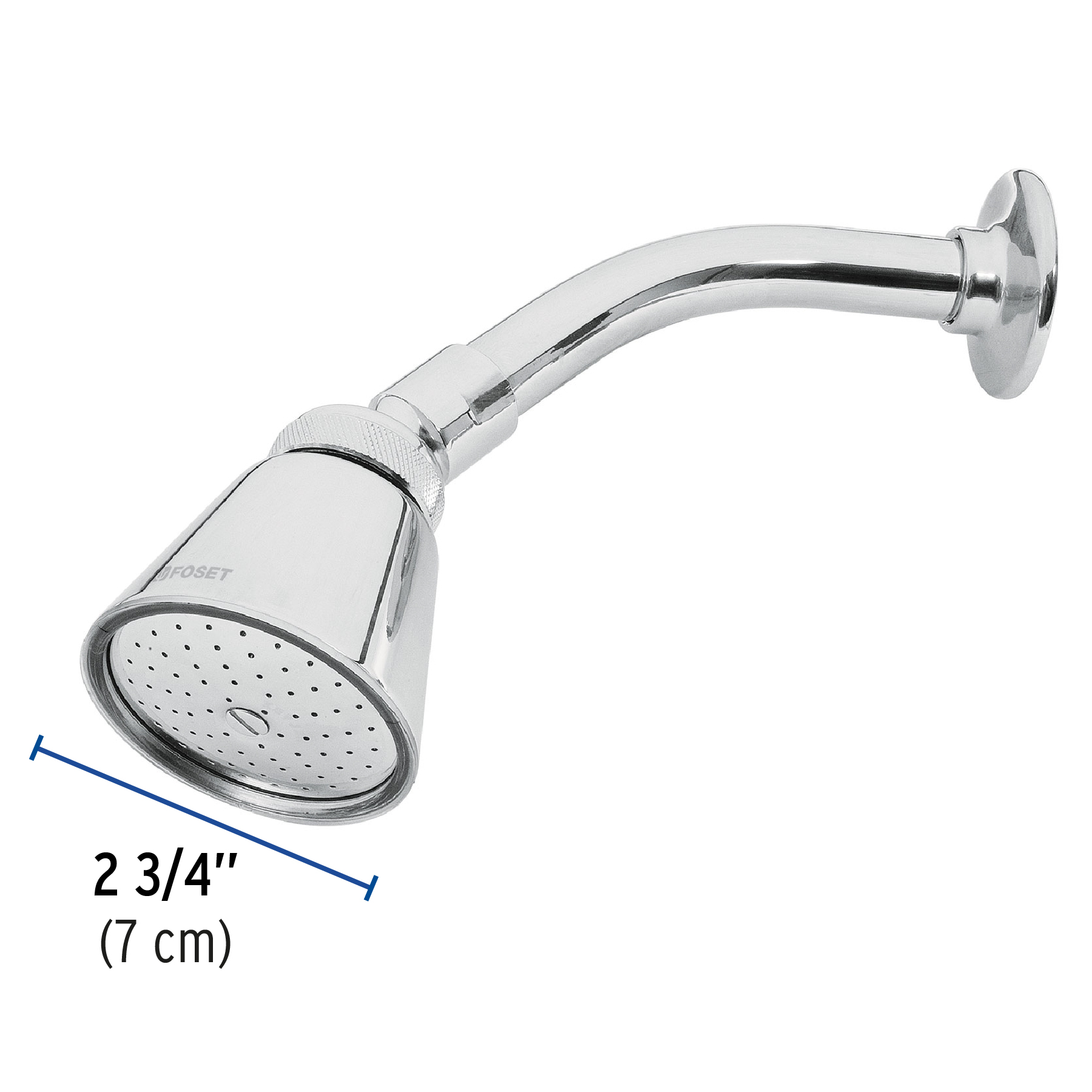 REGADERA REDONDA 2-3/4 Plg. CHORRO FIJO LATON C/BRAZO Y CHAPETON CROMO AERO