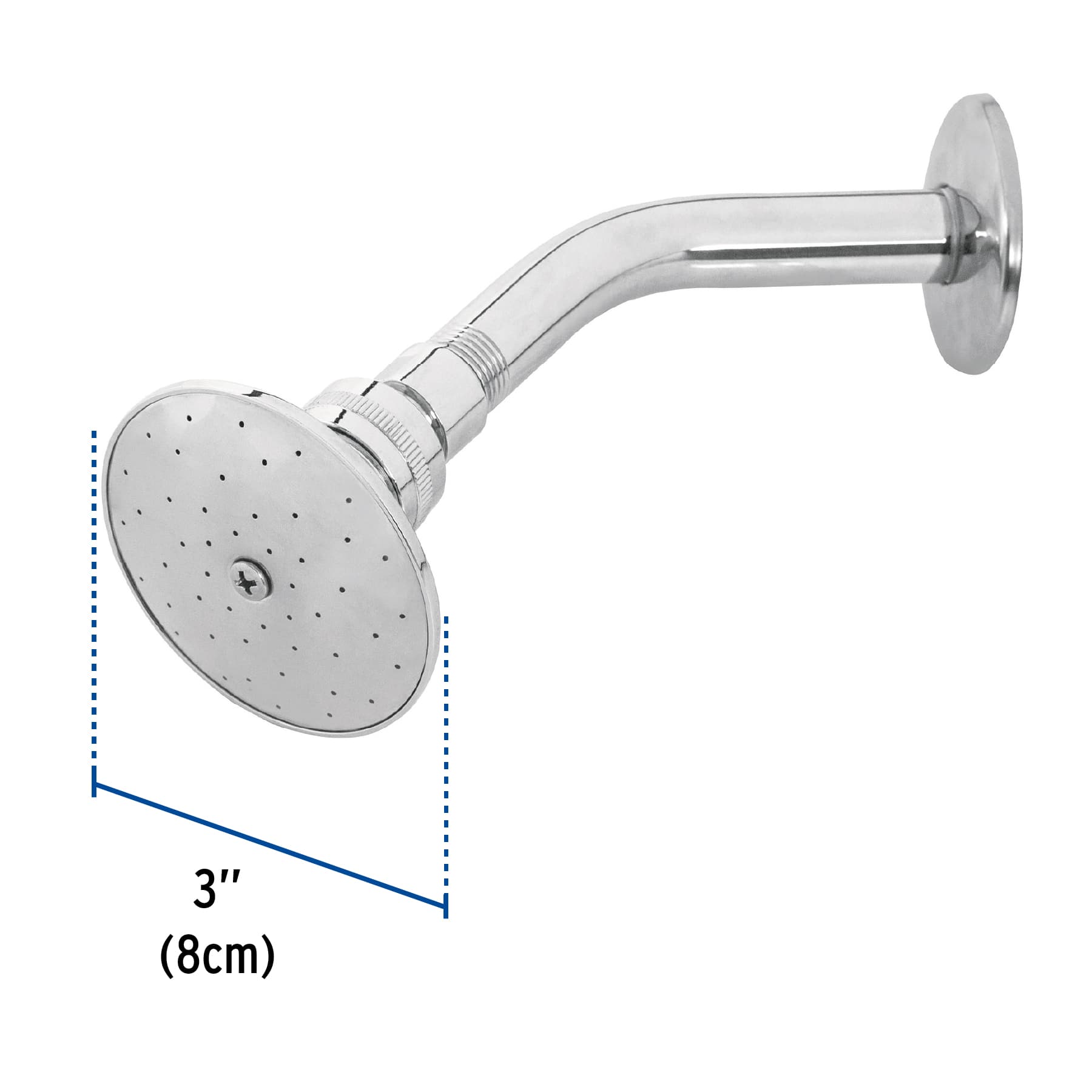 REGADERA REDONDA 3 Plg. METALICA BRAZO Y CHAPETON CROMO AQUA
