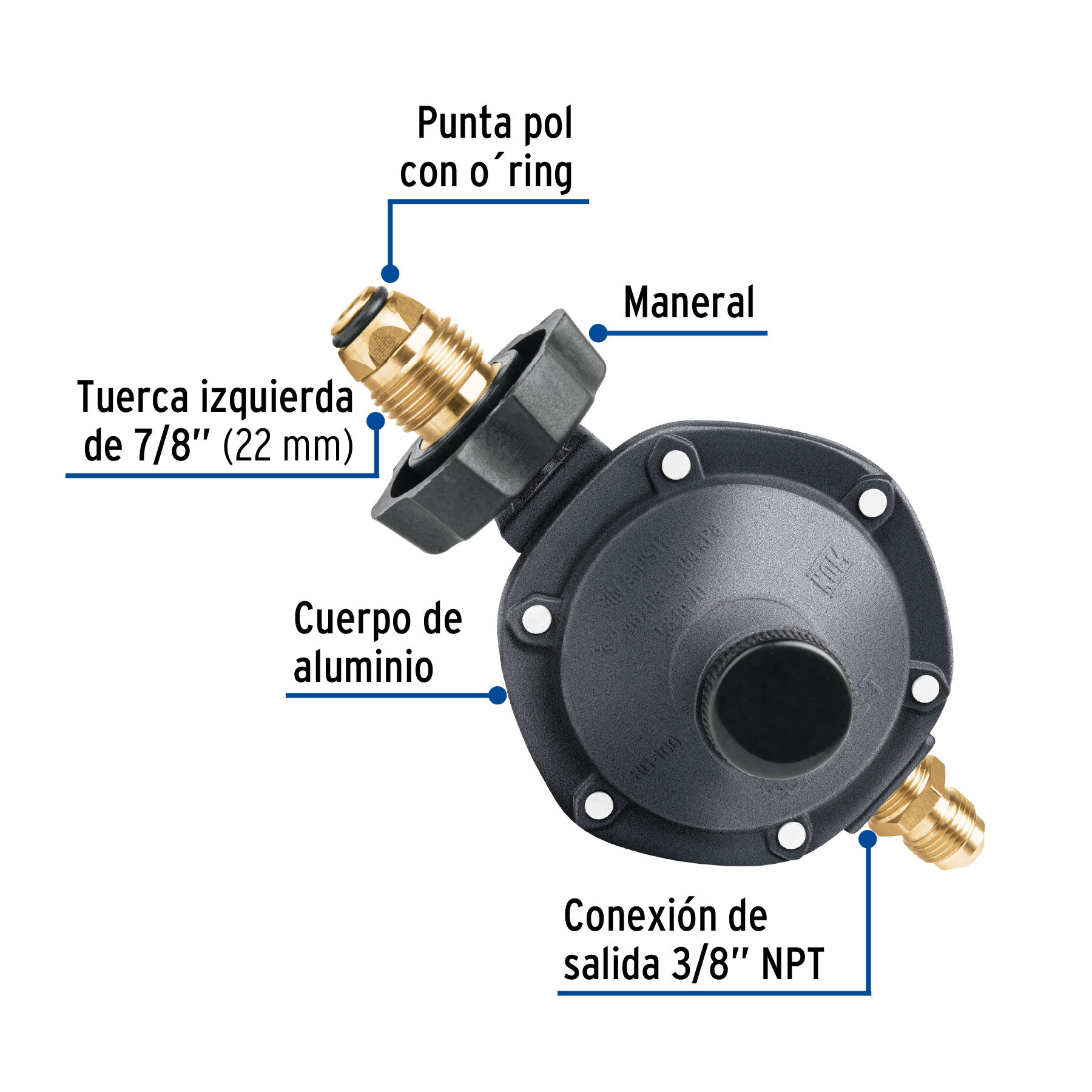 REGULADOR DE GAS LP 1 VIA CON MANERAL BAJA PRESION