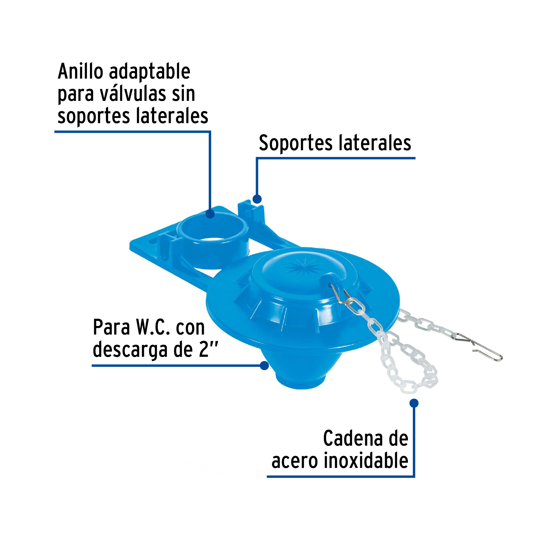 SAPO 2 Plg. PARA WC PVC AZUL CADENA PLASTICA FOSET BASIC