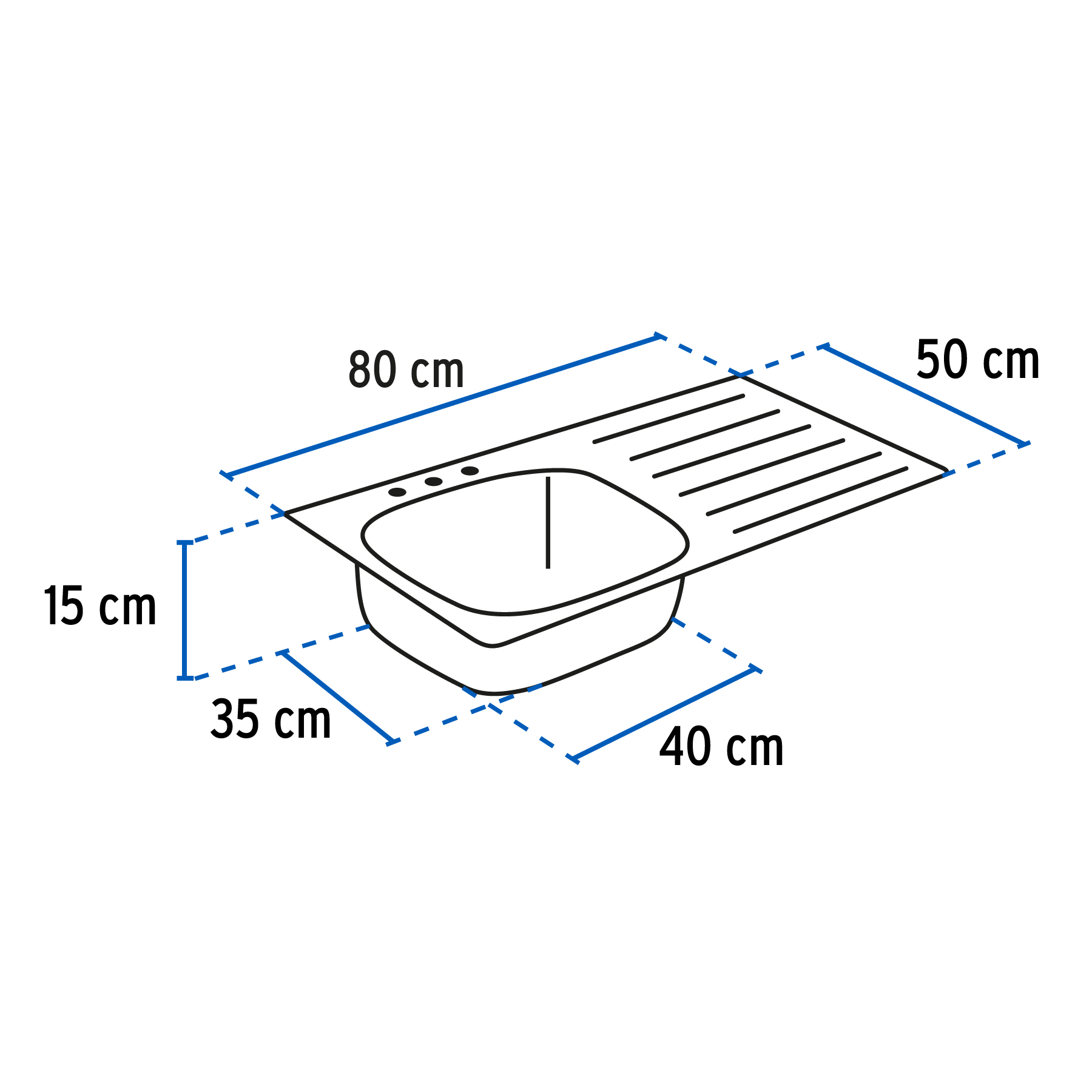 TARJA DE SOBREPONER 80X50CM FOSET ESCURRIDOR IZQUIERDO