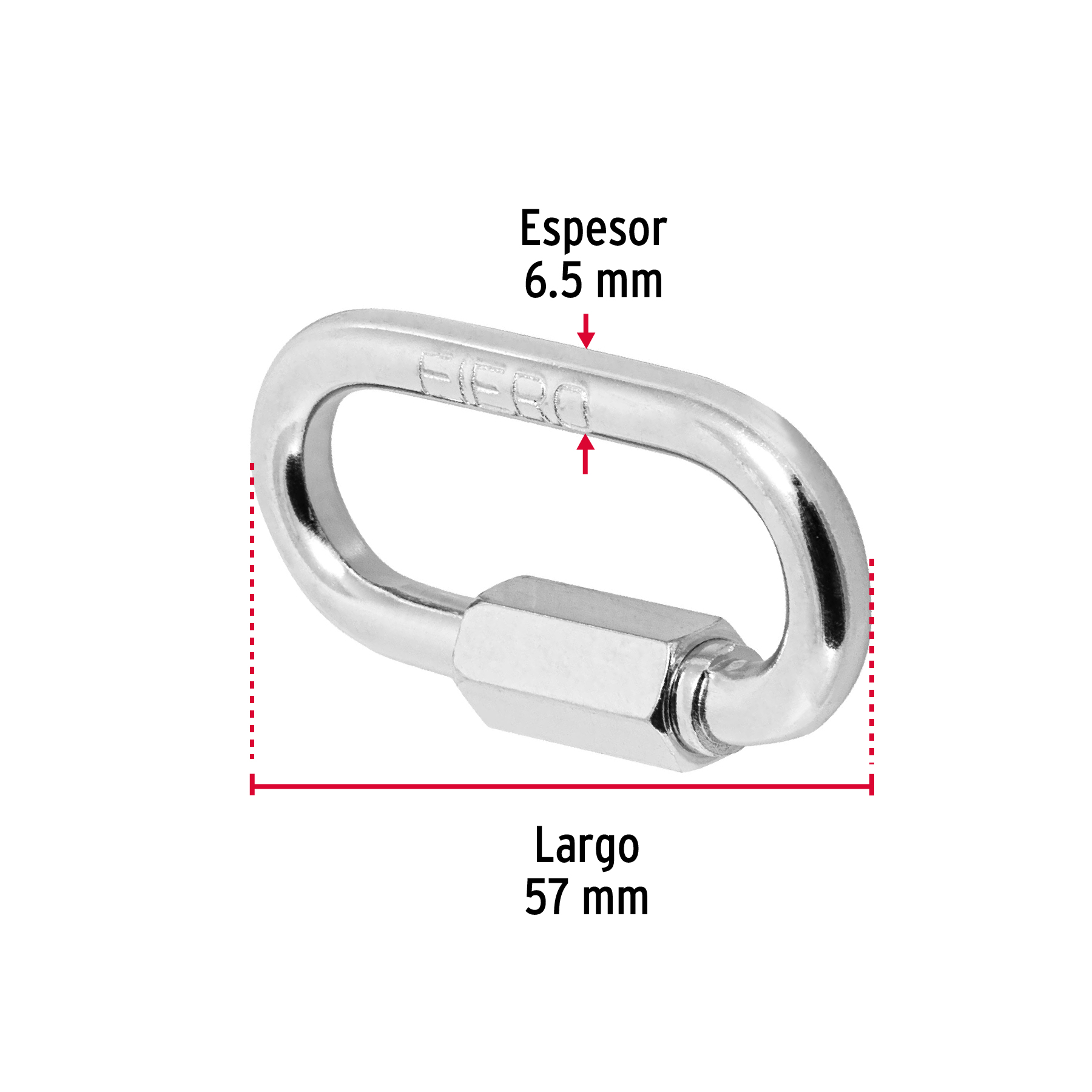 BANDOLA DE ACERO DE 1/4 Plg. CON SEGURO FIERO