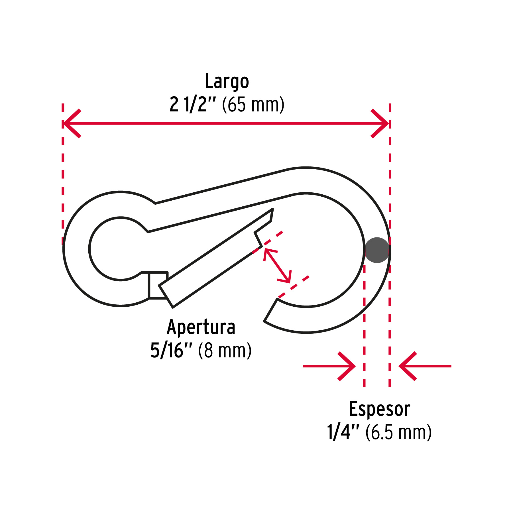 BANDOLA MOSQUETON DE ACERO 1/4 Plg. FIERO