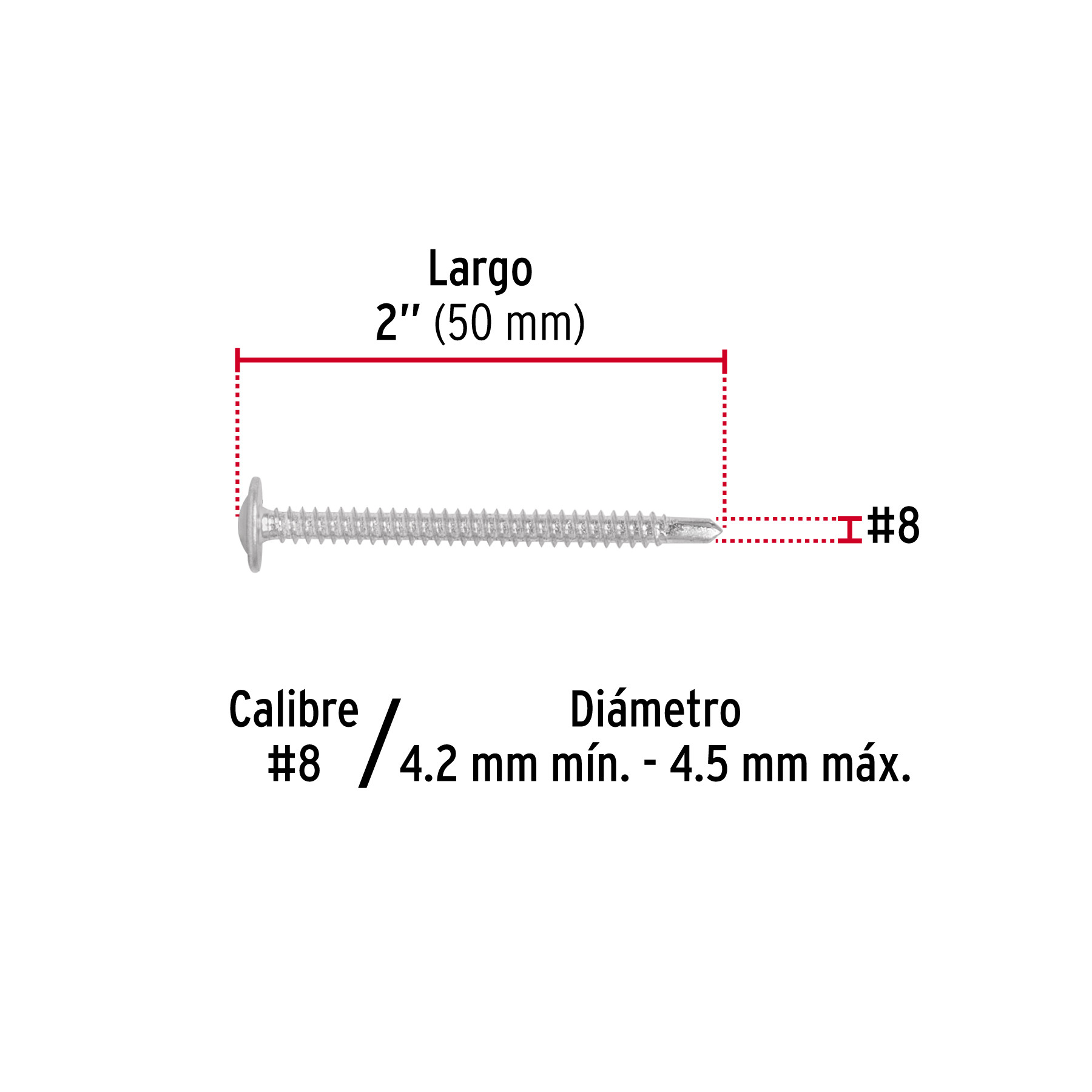 BOLSA 100 PIJAS Num.8 X 2 Plg. CABEZA CRUZ PUNTA DE BROCA FIERO